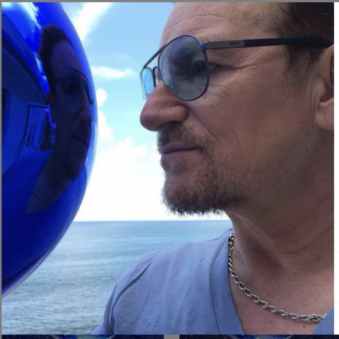 Bono with Jeff Koons Sphere